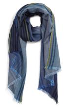 Men's Paul Smith Stripe Wool Scarf, Size - Blue