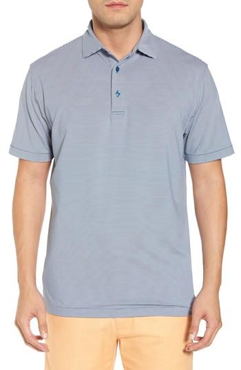 Men's Peter Millar Jubilee Stripe Jersey Polo, Size - Blue