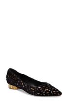 Women's Salvatore Ferragamo Bari Flower Heel Flat .5 B - Black