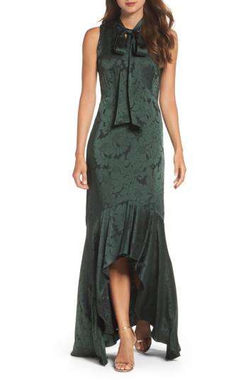 Women's Shoshanna Mayburn Jacquard High/low Gown - Green