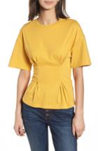 Women's Soprano Seamed Peplum Tee - Yellow