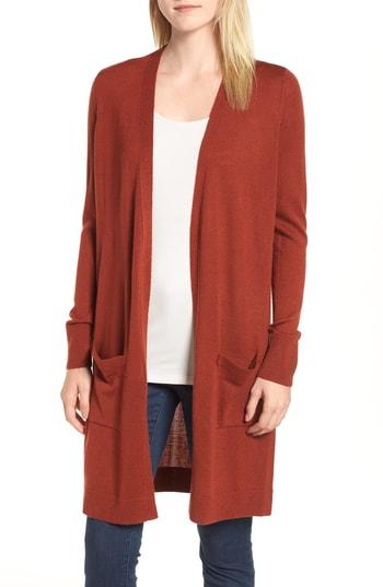 Women's Halogen Long Open Cardigan - Metallic