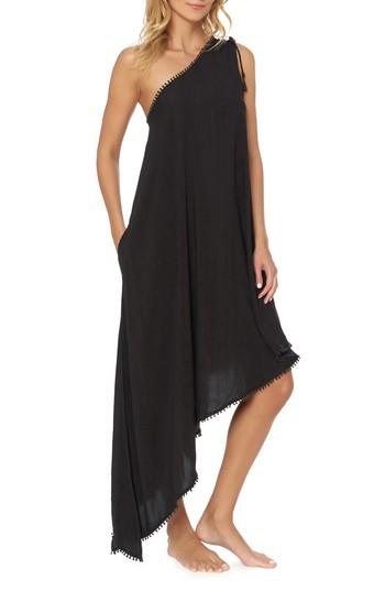 Women's Red Carter One-shoulder Maxi Cover-up Dress - Black