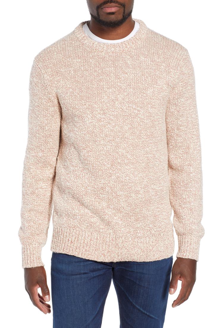Men's J.crew Wallace & Barnes Crewneck Marled Cotton Sweater - Brown