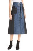 Women's Sea Bleu Bicolor Denim Midi Skirt - Blue