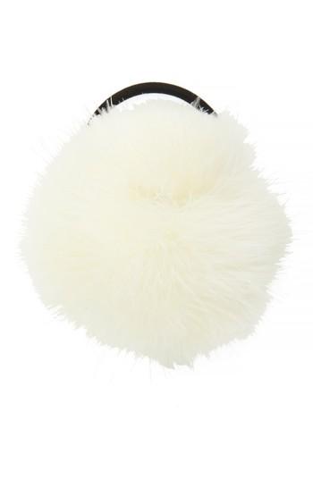 Cara Feather Pouf Ponytail Holder, Size - White