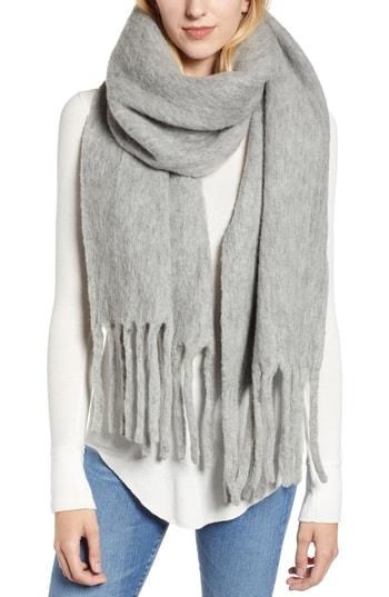 Women's Allsaints Solid Brushed Wool Blanket Scarf, Size - Grey
