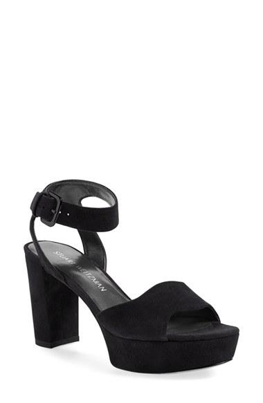 Women's Stuart Weitzman 'real Deal' Platform Sandal M - Black
