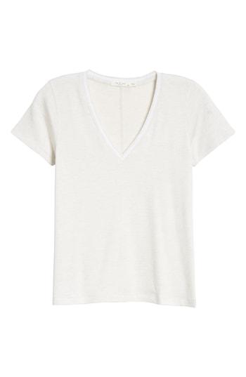 Women's Rag & Bone/jean Reily Deep V-neck Cotton Blend Tee - Grey