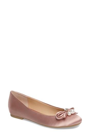 Women's Jewel Badgley Mischka Adeline Bow Flat .5 M - Pink