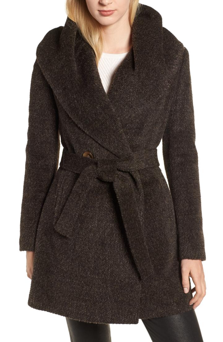 Women's Trina Turk Grace Hooded Wrap Walker Coat