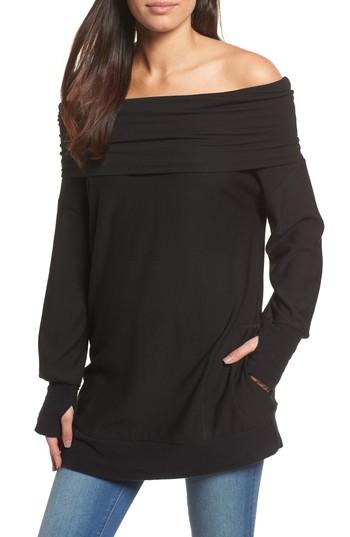 Women's Caslon Off Duty Off The Shoulder Sweatshirt - Black