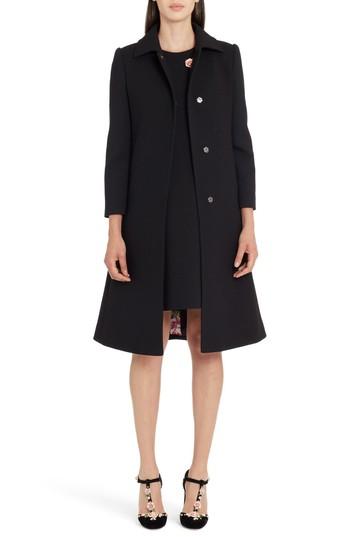 Women's Dolce & Gabbana Stretch Wool Crepe Coat Us / 44 It - Black