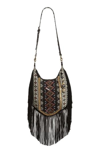 Ten79la Woven Fringe Hobo - Black