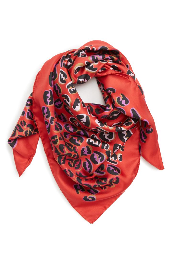 Women's Fendi Ff Splash Silk Scarf, Size - Red
