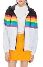 Women's Topshop Rainbow Windbreaker - White