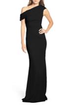 Women's Katie May Layla Pleat One-shoulder Crepe Gown - Black