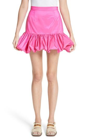 Women's Stella Mccartney Flare Bubble Hem Taffeta Skirt Us / 34 It - Pink