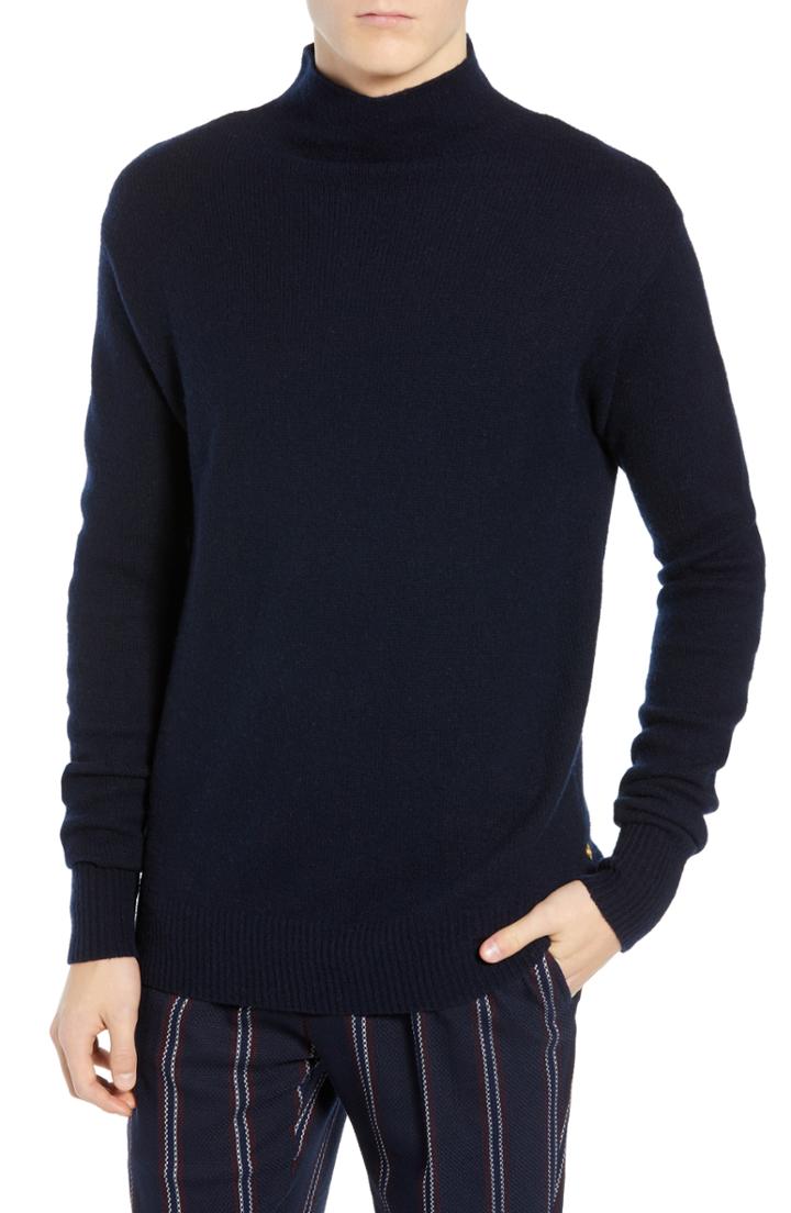 Men's Scotch & Soda Wool Blend Turtleneck Sweater - Blue