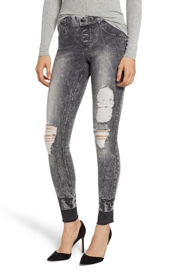 Women's Zeza B By Hue Shredded Denim Leggings - Black