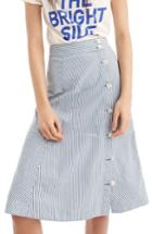 Women's J.crew Side Button Stripe Skirt - Blue