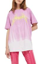 Women's Topshop By And Finally Metallic Ombre Tee - Pink