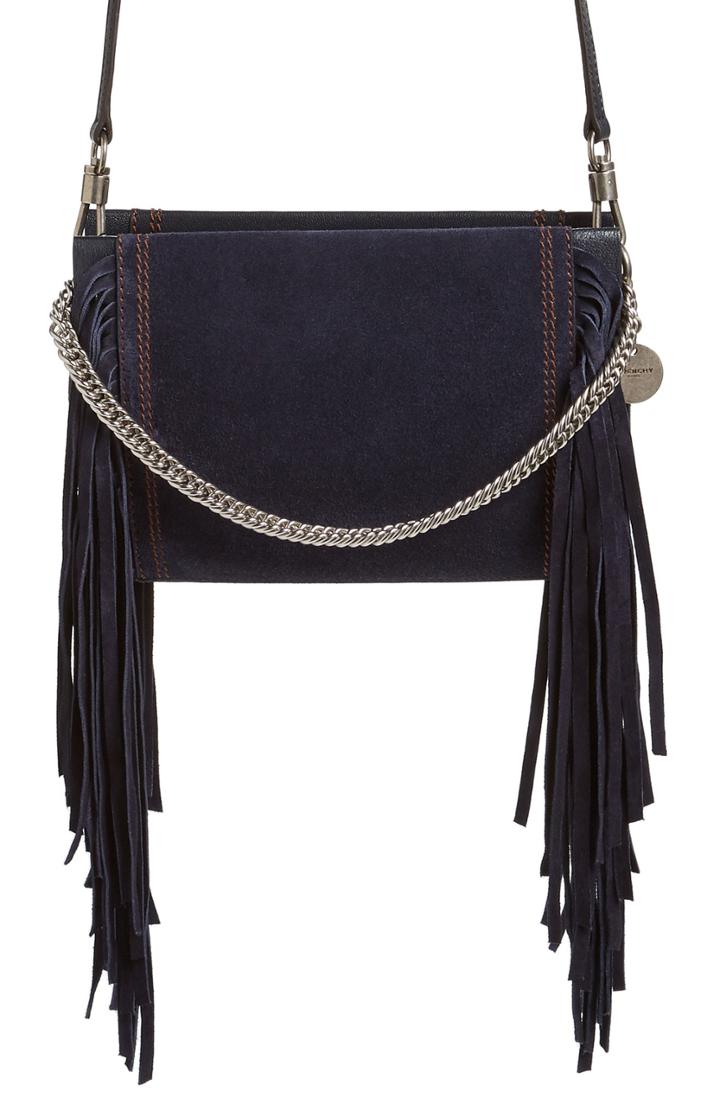 Givenchy Cross 3 Fringe Leather Crossbody Bag - Blue