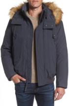 Men's Andrew Marc Insulated Bomber Jacket With Faux Fur Trim - Grey