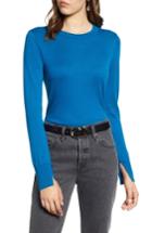 Women's Halogen Slit Sleeve Sweater, Size - Blue/green