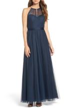 Women's Wtoo Tulle Halter Neck Gown - Blue