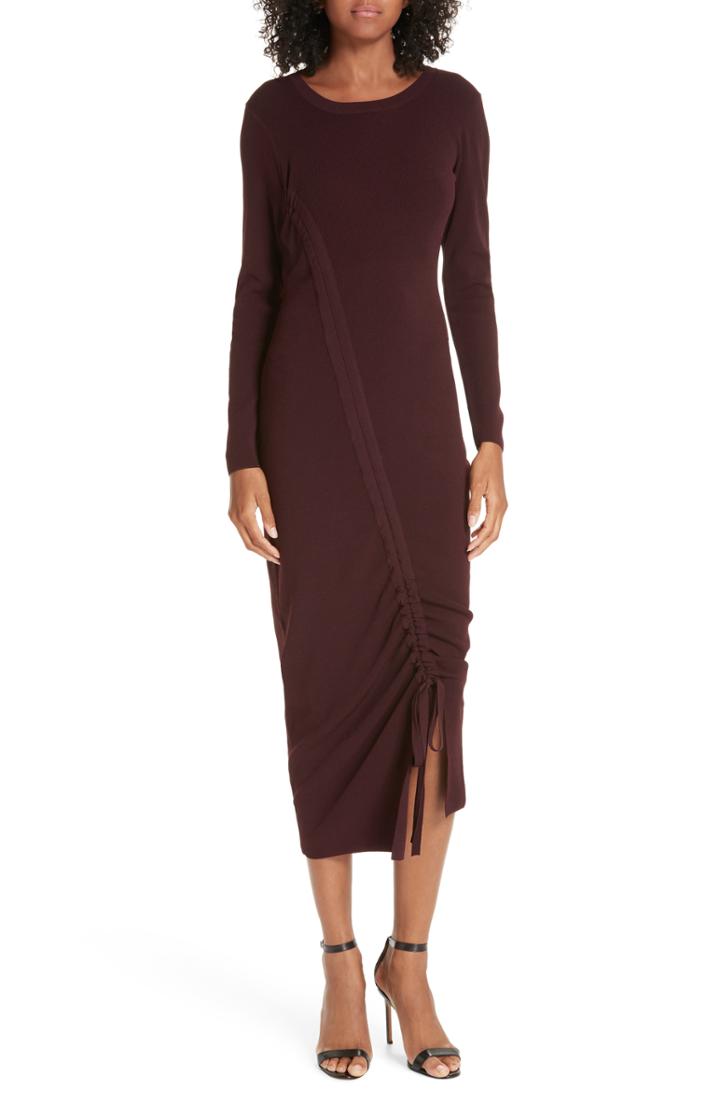 Women's Milly Diagonal Ruched Tunnel Dress, Size - Burgundy