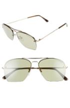 Women's Tom Ford Whelan 58mm Aviator Sunglasses - Rose Gold/ Olive Green/ Green