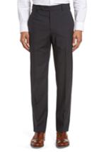 Men's Zanella Devon Flat Front Plaid Wool Trousers - Grey