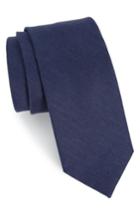 Men's The Tie Bar Solid Linen & Silk Tie, Size - Blue