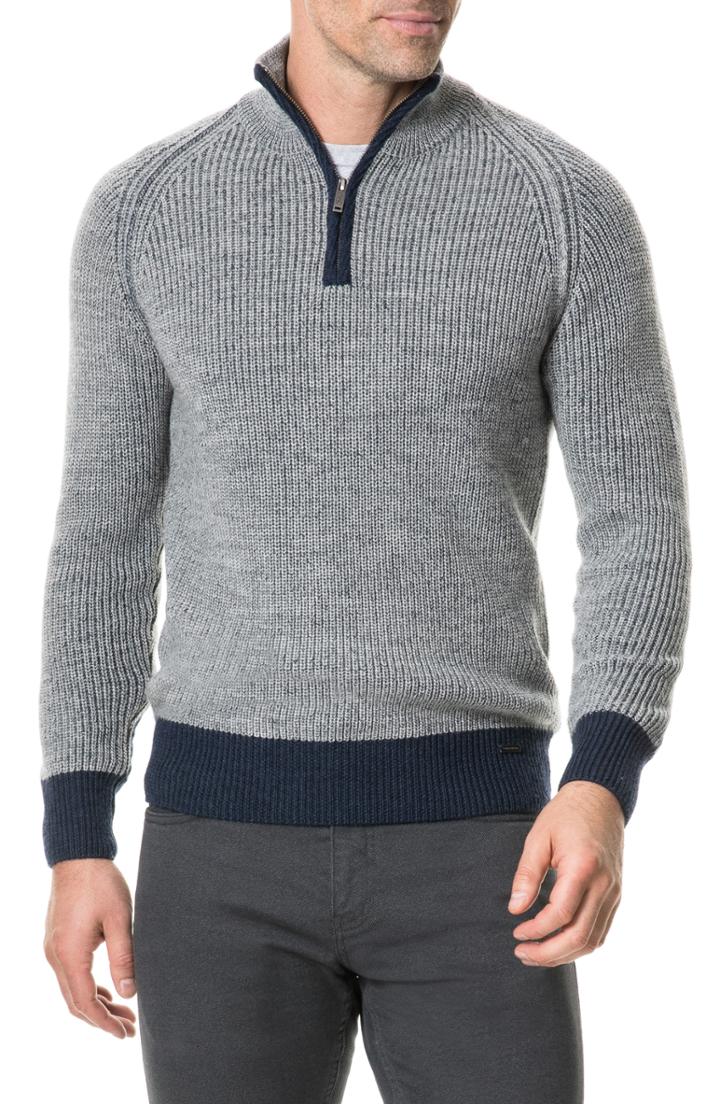 Men's Rodd & Gunn Mackinder Quarter Zip Merino Wool Sweater, Size - Beige