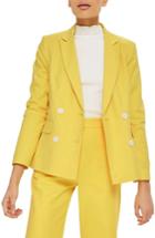 Women's Topshop Milly Double Breasted Suit Jacket Us (fits Like 0) - Yellow