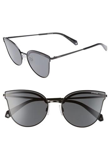 Women's Polaroid 58mm Polarized Butterfly Sunglasses - Black