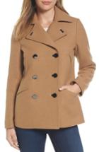 Women's Michael Michael Kors Double Breasted Wool Blend Coat - Beige