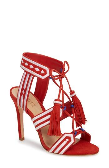 Women's Schutz Eurica Embroidered Tassel Sandal M - Orange