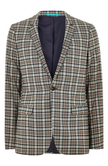 Men's Topman Ultra Skinny Fit Check Suit Jacket R - Black