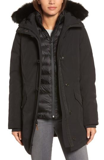 Women's Ugg Waterproof Down Parka With Genuine Shearling Trim