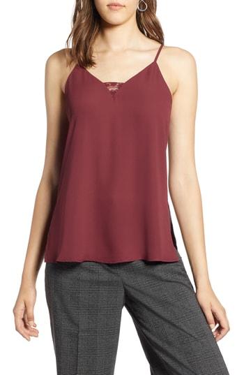 Women's Halogen Lace Trim Camisole - Burgundy