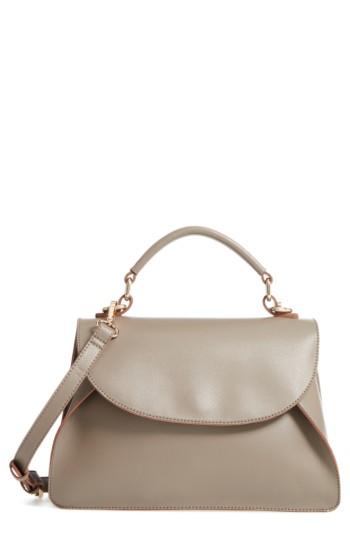 Sole Society Faux Leather Top Handle Satchel - Beige