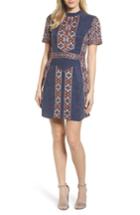 Women's Kas New York Luton Embroidered A-line Dress - Blue