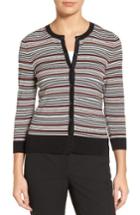 Women's Halogen Three Quarter Sleeve Crewneck Cardigan - Metallic
