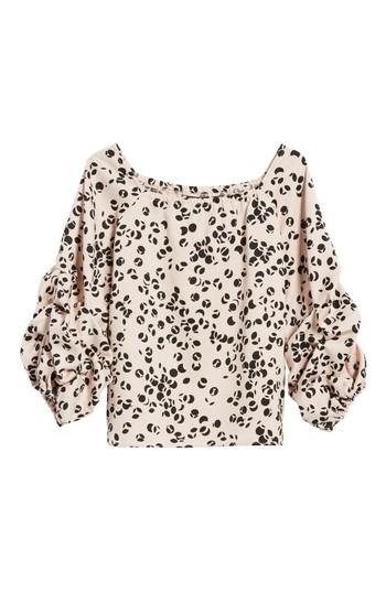 Petite Women's Halogen Gathered Sleeve Top, Size P - Pink