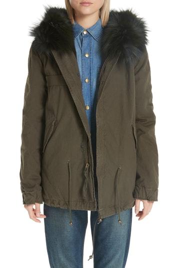Women's Mr & Mrs Italy Parka With Genuine Fox Fur Trim & Rabbit Fur Lining - Green