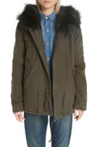 Women's Mr & Mrs Italy Parka With Genuine Fox Fur Trim & Rabbit Fur Lining - Green