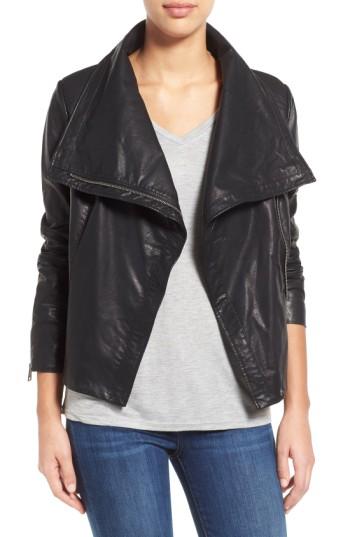 Women's Levi's Cowl Neck Faux Leather Jacket - Black