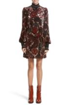 Women's Marc Jacobs Floral Velvet Mock Neck Dress